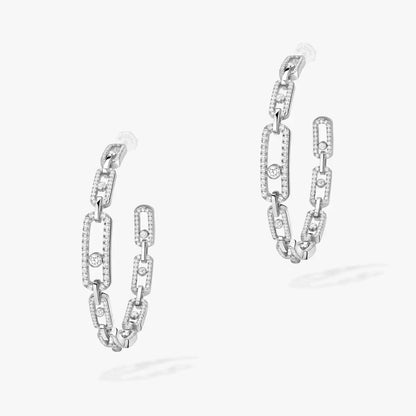 [[Lumi Jewelery]Move Link Diamond Hoop Earrings