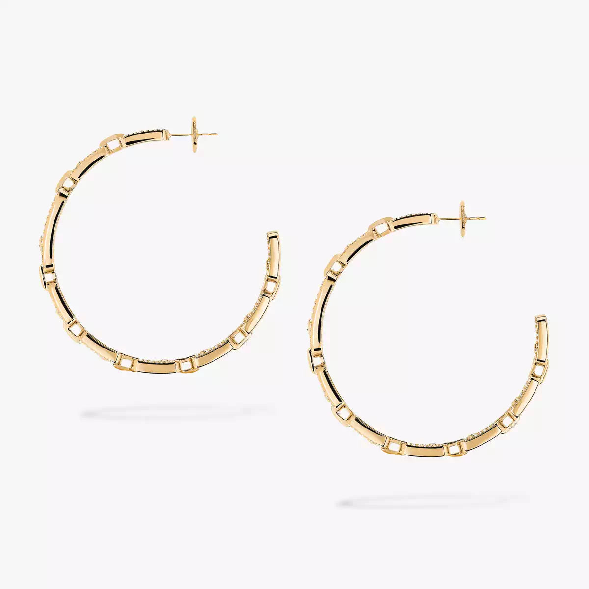 [[Lumi Jewelery]Move Link Diamond Hoop Earrings