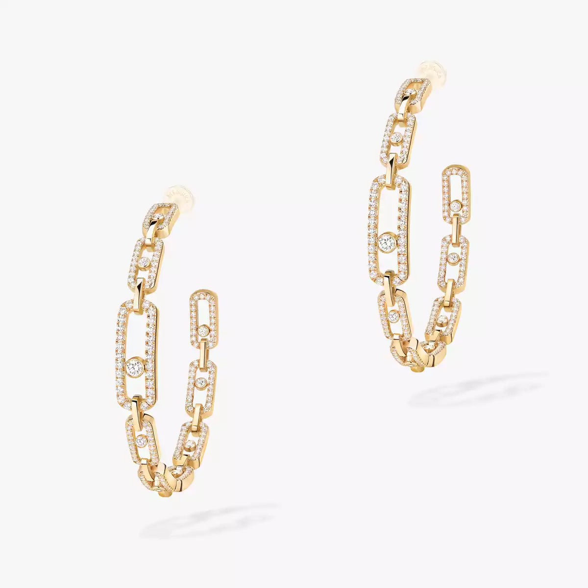 [[Lumi Jewelery]Move Link Diamond Hoop Earrings