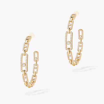 [[Lumi Jewelery]Move Link Diamond Hoop Earrings