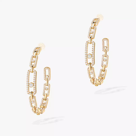 [[Lumi Jewelery]Move Link Diamond Hoop Earrings