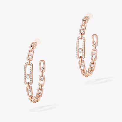 [[Lumi Jewelery]Move Link Diamond Hoop Earrings