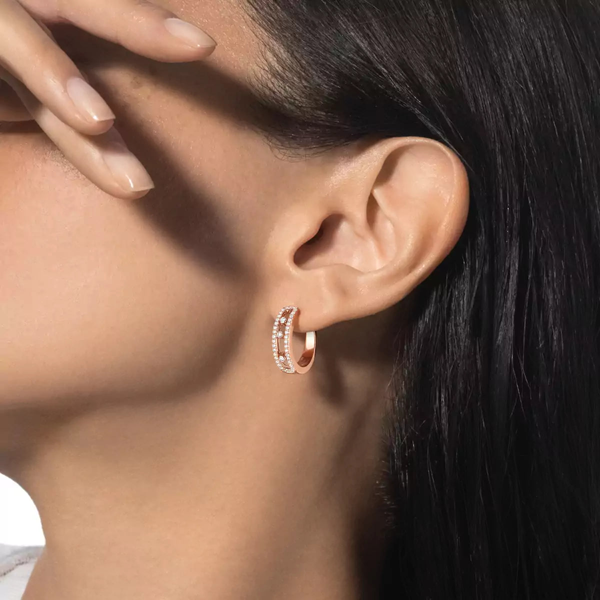 [Lumi Jewelery]Diamond Pave_ Hoop Earrings Move