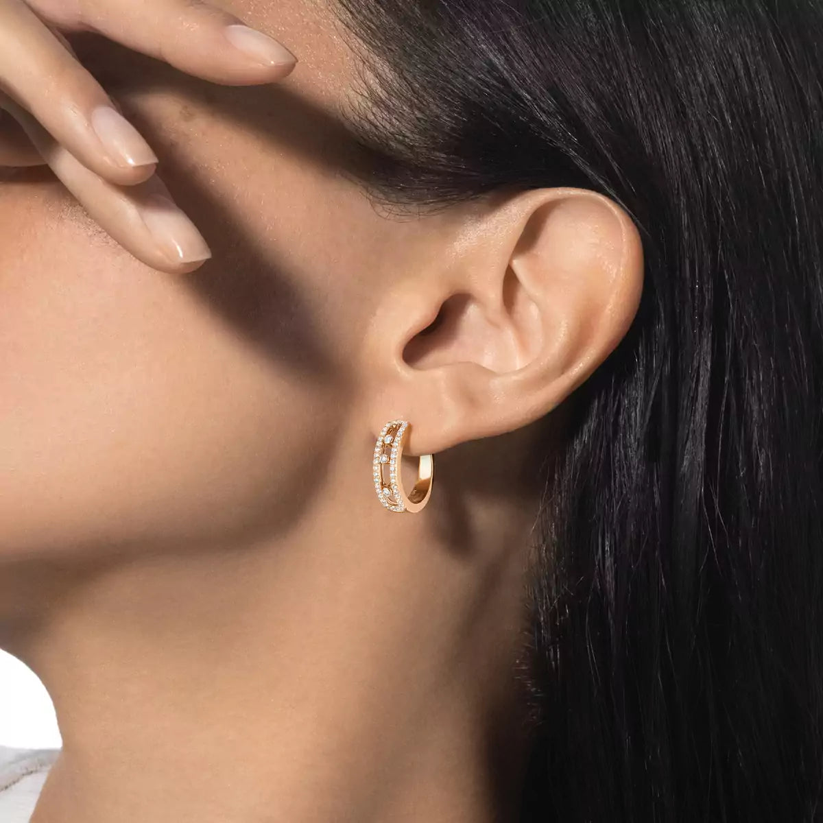 [Lumi Jewelery]Diamond Pave_ Hoop Earrings Move