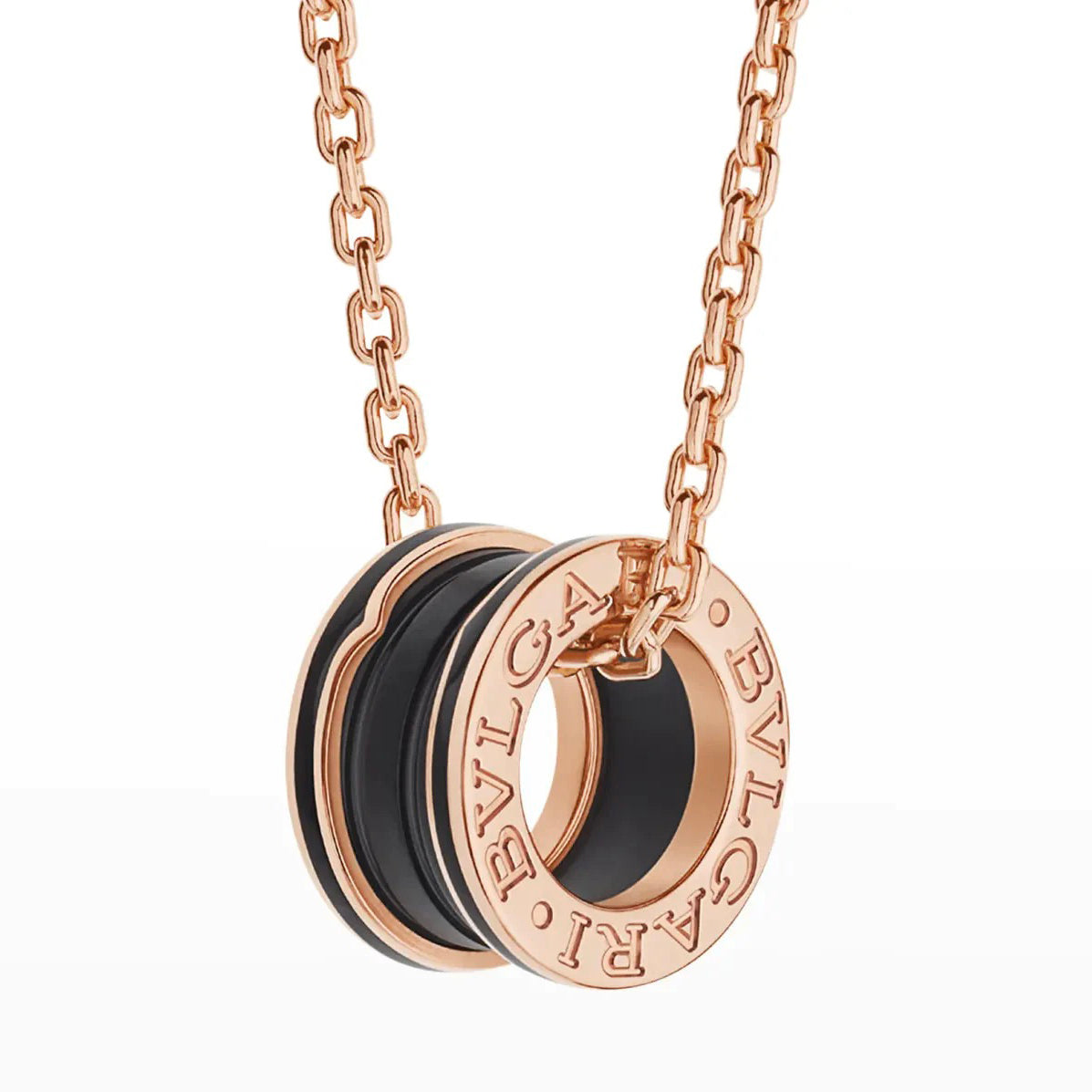 [Lumi Jewelry]ZERO 1 BLACK CERAMIC PINK GOLD NECKLACE
