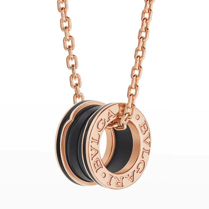 [Lumi Jewelry]ZERO 1 BLACK CERAMIC PINK GOLD NECKLACE