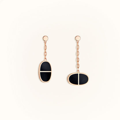 [Lumi Jewelry]CHAINE VERSO BLACK CERAMIC EARRINGS