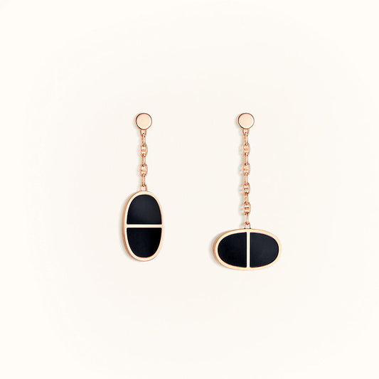 [Lumi Jewelry]CHAINE VERSO BLACK CERAMIC EARRINGS