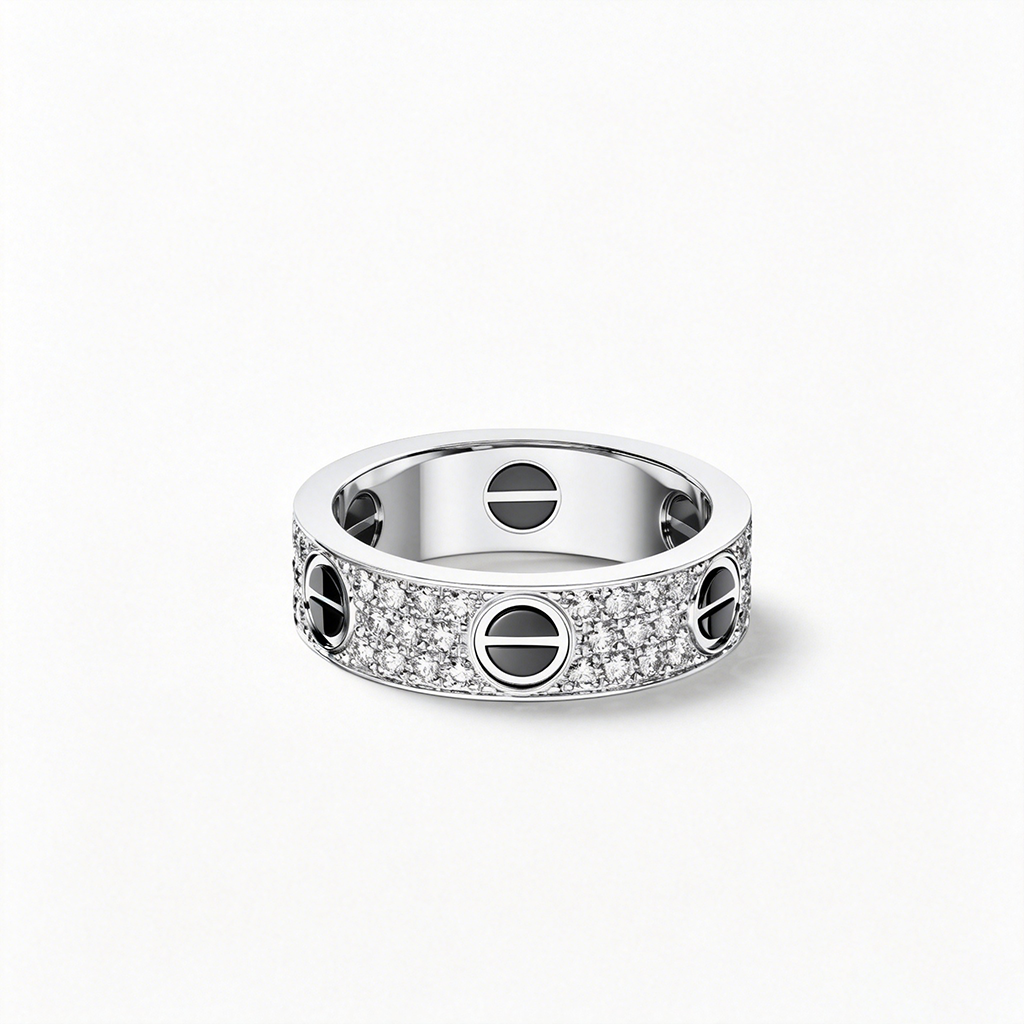 [Lumi Jewelry]LOVE RING 5.5MM DIAMONDS PAVED CERAMIC