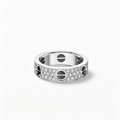 [Lumi Jewelry]LOVE RING 5.5MM DIAMONDS PAVED CERAMIC