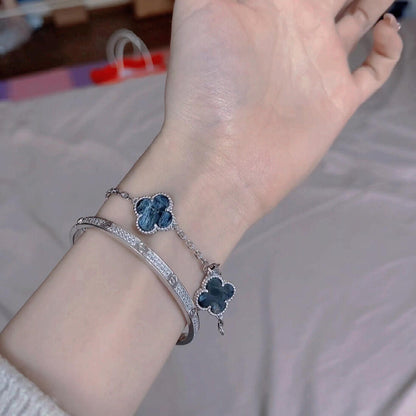 [Lumi Jewelry]CLOVER 5 MOTIF PIETERSITE SILVER BRACELET