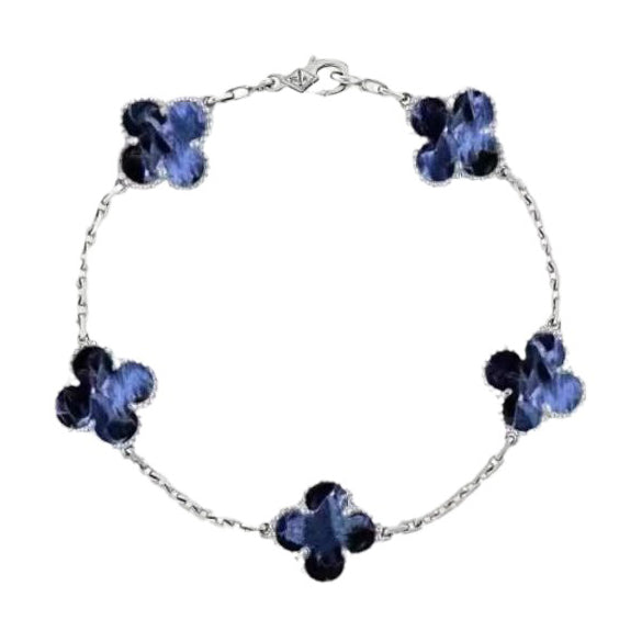 [Lumi Jewelry]CLOVER 5 MOTIF PIETERSITE SILVER BRACELET
