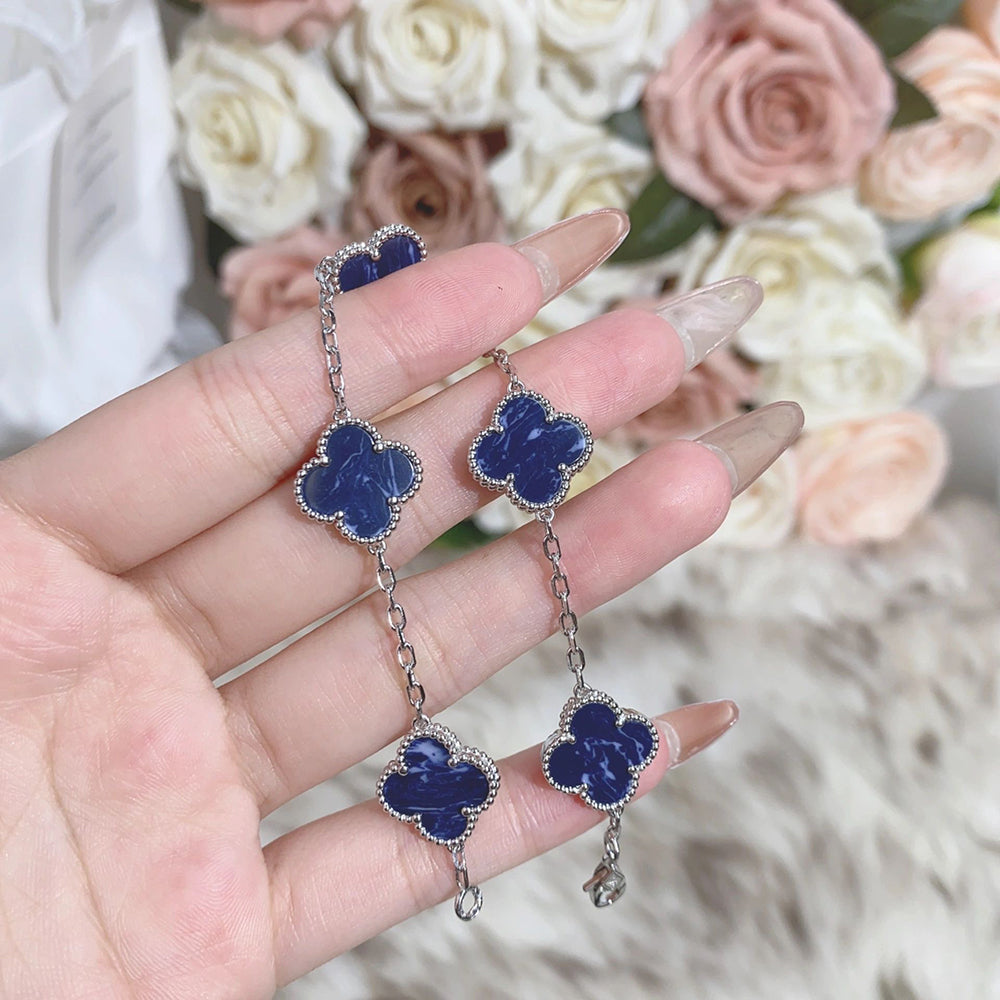 [Lumi Jewelry]CLOVER 5 MOTIF PIETERSITE SILVER BRACELET
