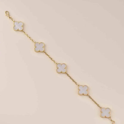 [Lumi Jewelry]CLOVER  5 MOTIF WHITE MOP BRACELET