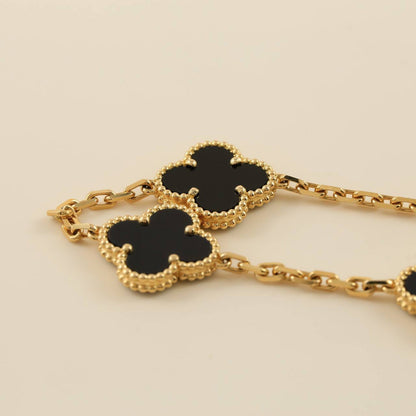 [Lumi Jewelry]CLOVER  5 MOTIFS BLACK ONYX BRACELET
