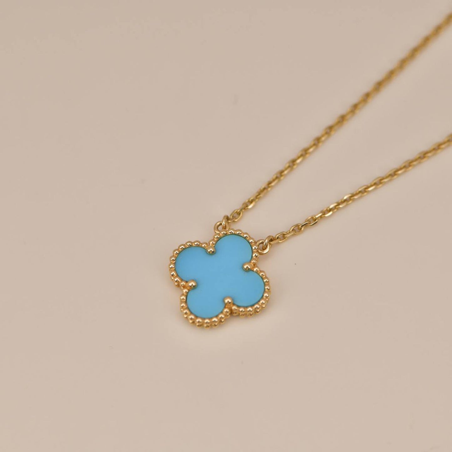 [Lumi Jewelry]CLOVER 15MM VINTAGE TURQUOISE NECKLACE