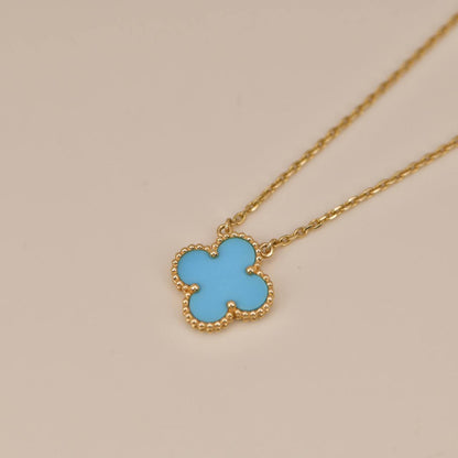 [Lumi Jewelry]CLOVER 15MM VINTAGE TURQUOISE NECKLACE