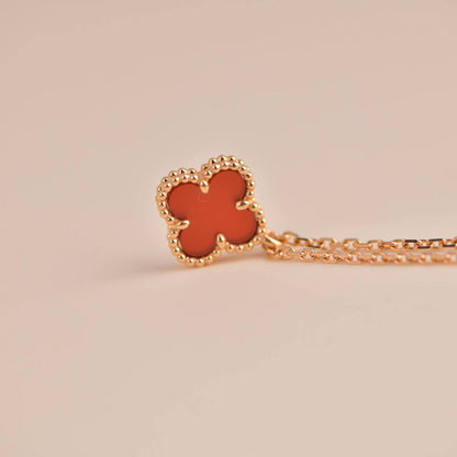 [Lumi Jewelry]CLOVER MINI 9.5MM WHITE CARNELIANS NECKLACE