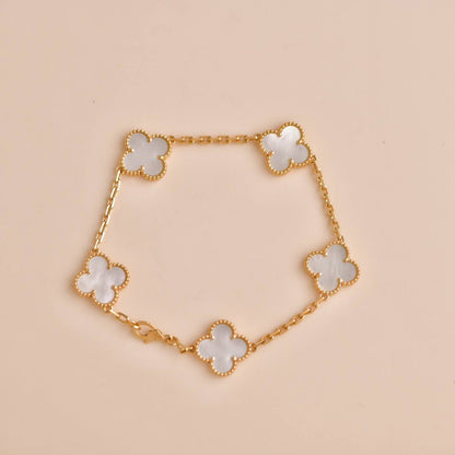 [Lumi Jewelry]CLOVER  5 MOTIF WHITE MOP BRACELET