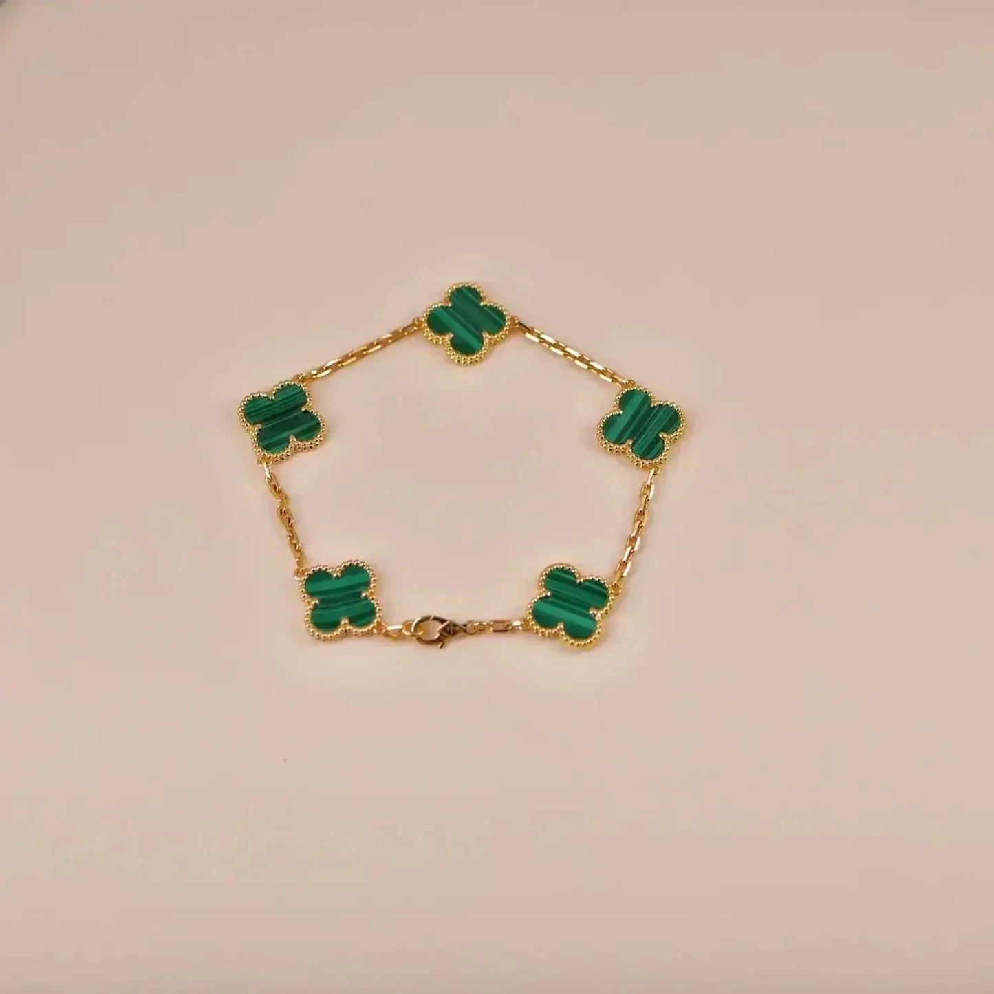 [Lumi Jewelry]CLOVER 5 MOTIFS MALACHITE BRACELET