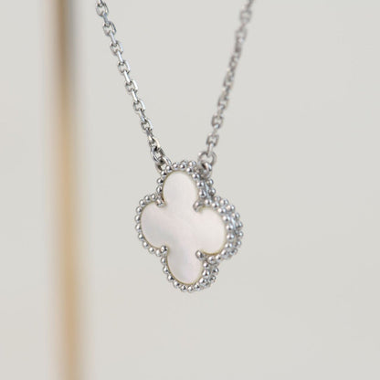 [Lumi Jewelry]CLOVER  15MM WHITE MOTHER-OF-PEARL SILVER