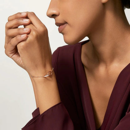 [Lumi Jewelry]LOVE DOUBLE RING HALF DIAMOND BRACELET