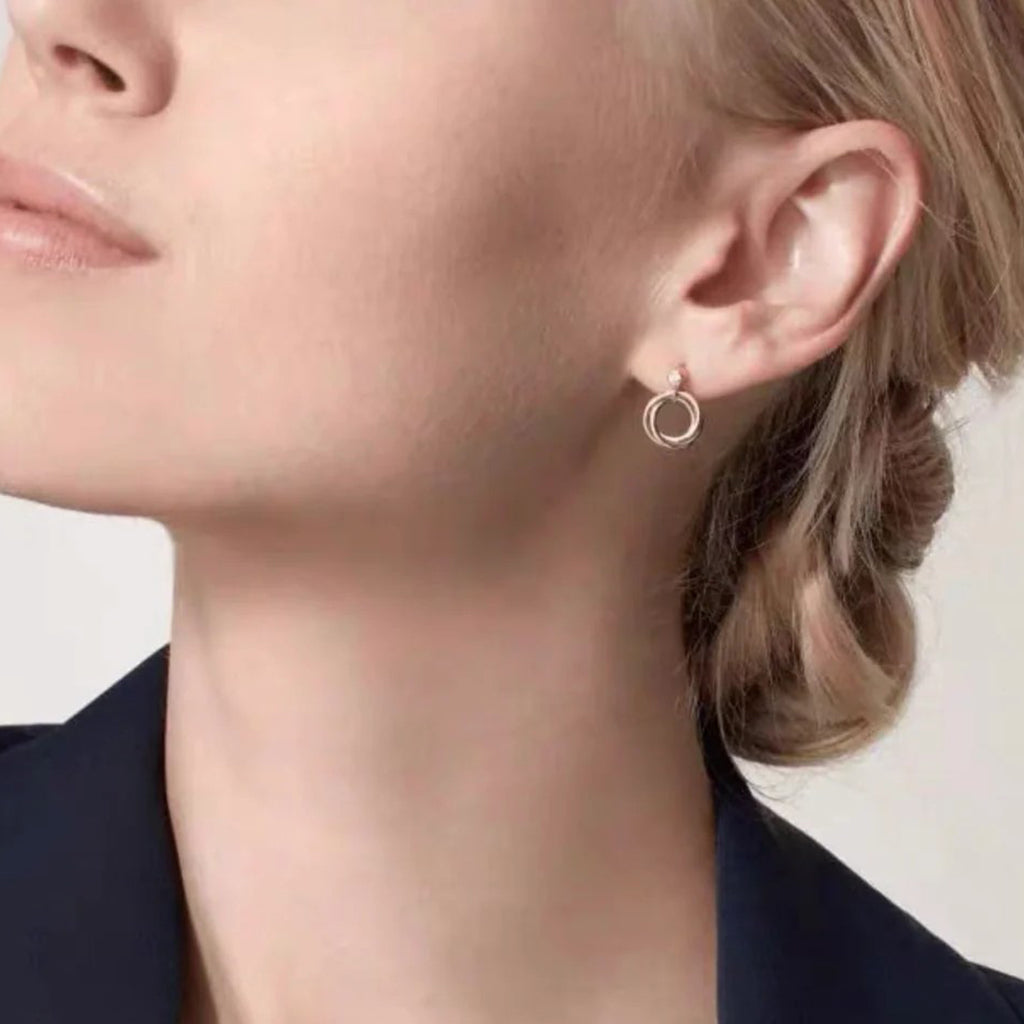 [Lumi Jewelry]TRINITY ON DIAMOND  EARRINGS