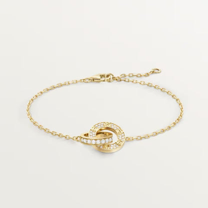 [Lumi Jewelry]LOVE DOUBLE RING FULL DIAMOND BRACELET