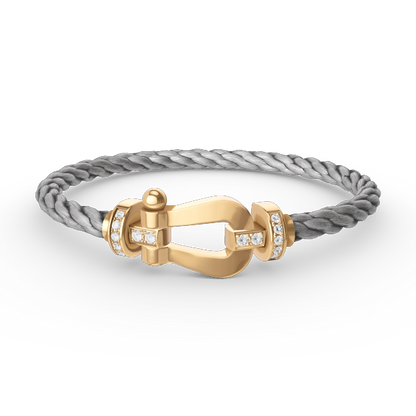 [Lumi Jewelry]FORCE LARGE HORSESHOE HALF DIAMOND BRACELET GOLD