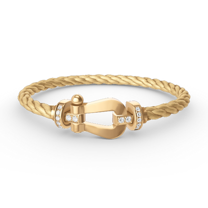 [Lumi Jewelry]FORCE LARGE HORSESHOE HALF DIAMOND BRACELET GOLD