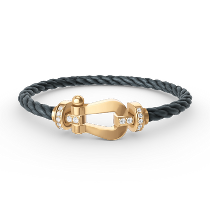 [Lumi Jewelry]FORCE LARGE HORSESHOE HALF DIAMOND BRACELET GOLD