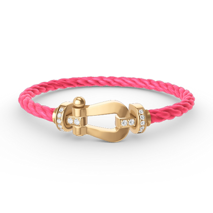 [Lumi Jewelry]FORCE LARGE HORSESHOE HALF DIAMOND BRACELET GOLD