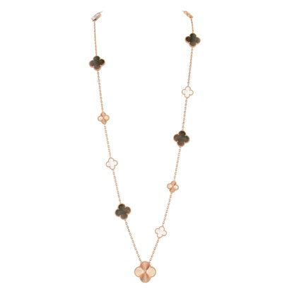 [Lumi Jewelry]DETACHABLE CLOVER 15(11+4) FLOWER ROSE GOLD NECKLACE SET