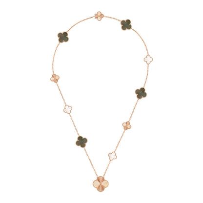 [Lumi Jewelry]DETACHABLE CLOVER 15(11+4) FLOWER ROSE GOLD NECKLACE SET