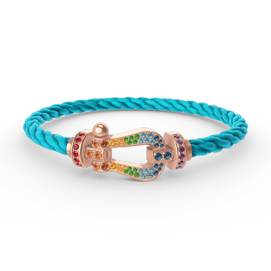 [Lumi Jewelry]FORCE LARGE HORSESHOE  COLORED DIAMOND BRACELET ROSE GOLD