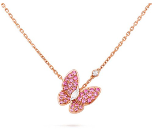 [Lumi Jewelry]BUTTERFLY RED DIAMOND ROSE GOLD NECKLACE