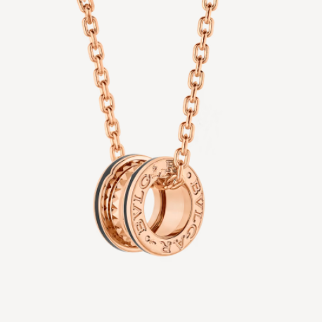 [Lumi Jewelry]ZERO 1 ROCK PEDANT PINK GOLD BLACK NECKLACE