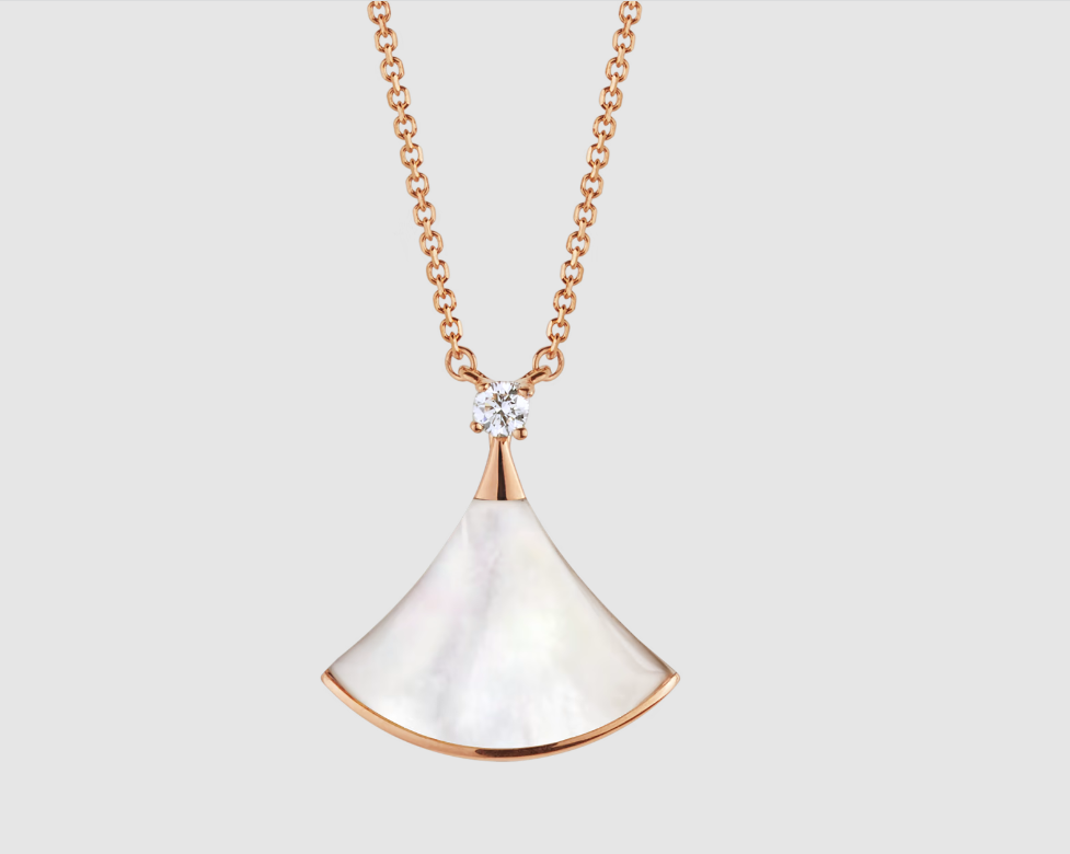 [Lumi Jewelry]DREAM NECKLACE WHITE MOP PINK GOLD 1 DIAMOND