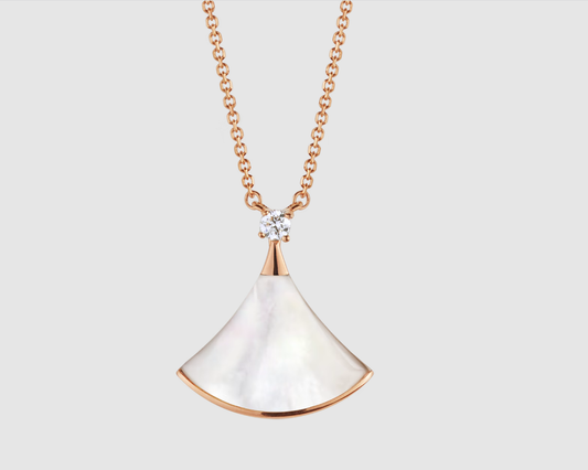 [Lumi Jewelry]DREAM NECKLACE WHITE MOP PINK GOLD 1 DIAMOND