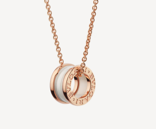 [Lumi Jewelry]ZERO 1 WHITE CERAMIC PINK GOLD NECKLACE