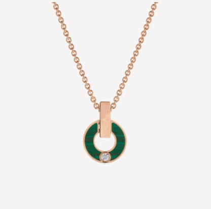 [Lumi Jewelry]GARI NECKLACE PINK GOLD MALACHITE