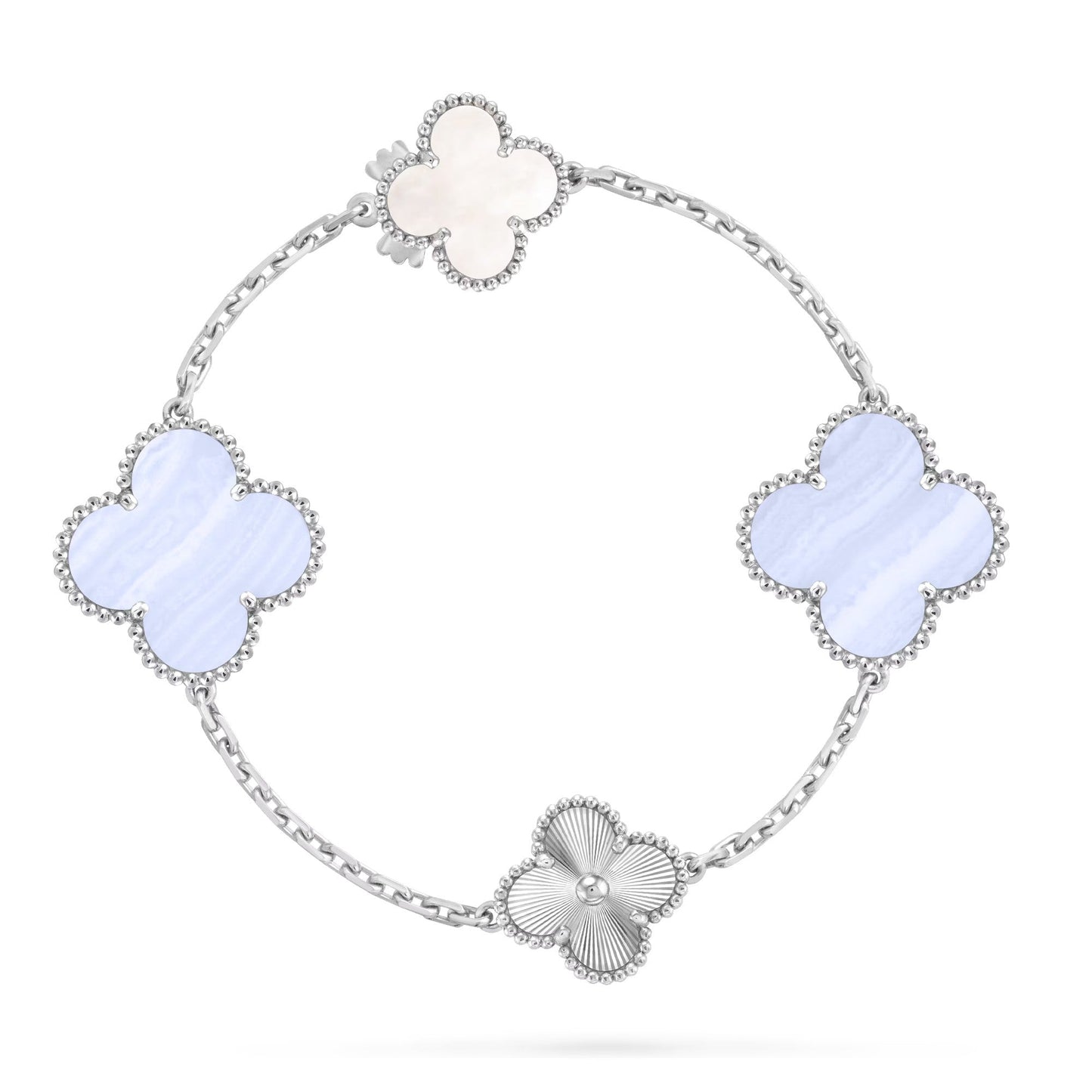 [Lumi Jewelry]DETACHABLE CLOVER 15(11+4) FLOWER SILVER NECKLACE SET