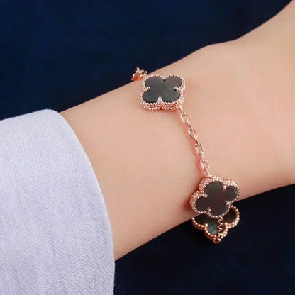 [Lumi Jewelry]CLOVER 5 MOTIF GRAY MOP  BRACELET