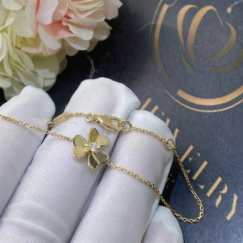 [Lumi Jewelry]FRIVOLE GOLD FLOWER PINK MALACHITE BRACELET