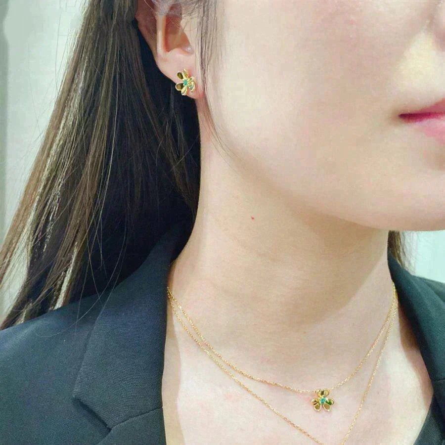 [Lumi Jewelry]FRIVOLE  FLOWER MALACHITE EARRINGS