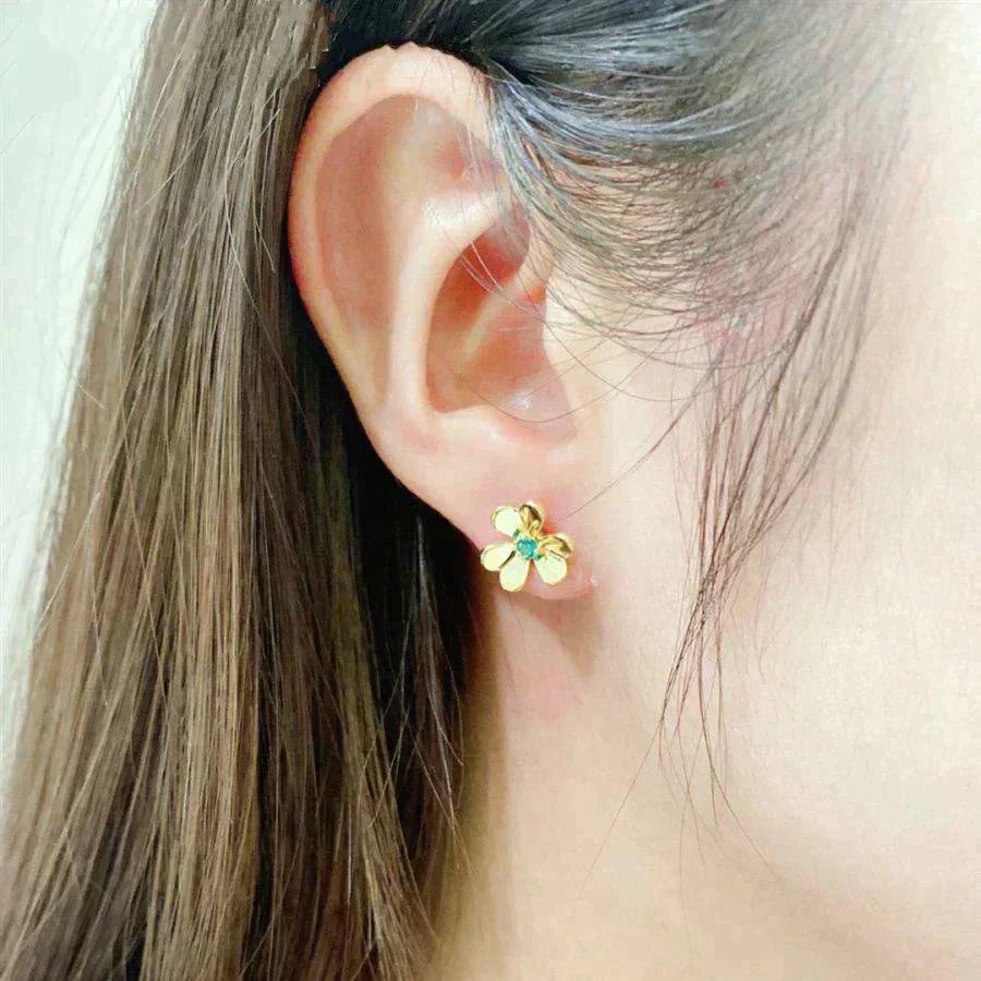 [Lumi Jewelry]FRIVOLE  FLOWER MALACHITE EARRINGS