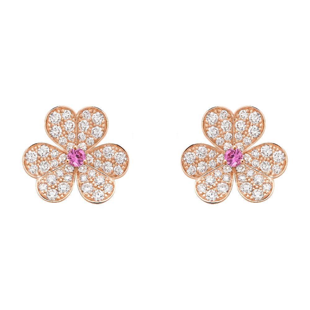 [Lumi Jewelry]FRIVOLE PINK GOLD FLOWER DIAMOND EARRINGS