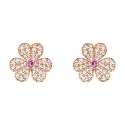 [Lumi Jewelry]FRIVOLE PINK GOLD FLOWER DIAMOND EARRINGS
