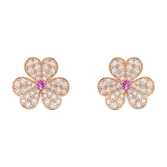 [Lumi Jewelry]FRIVOLE PINK GOLD FLOWER DIAMOND EARRINGS