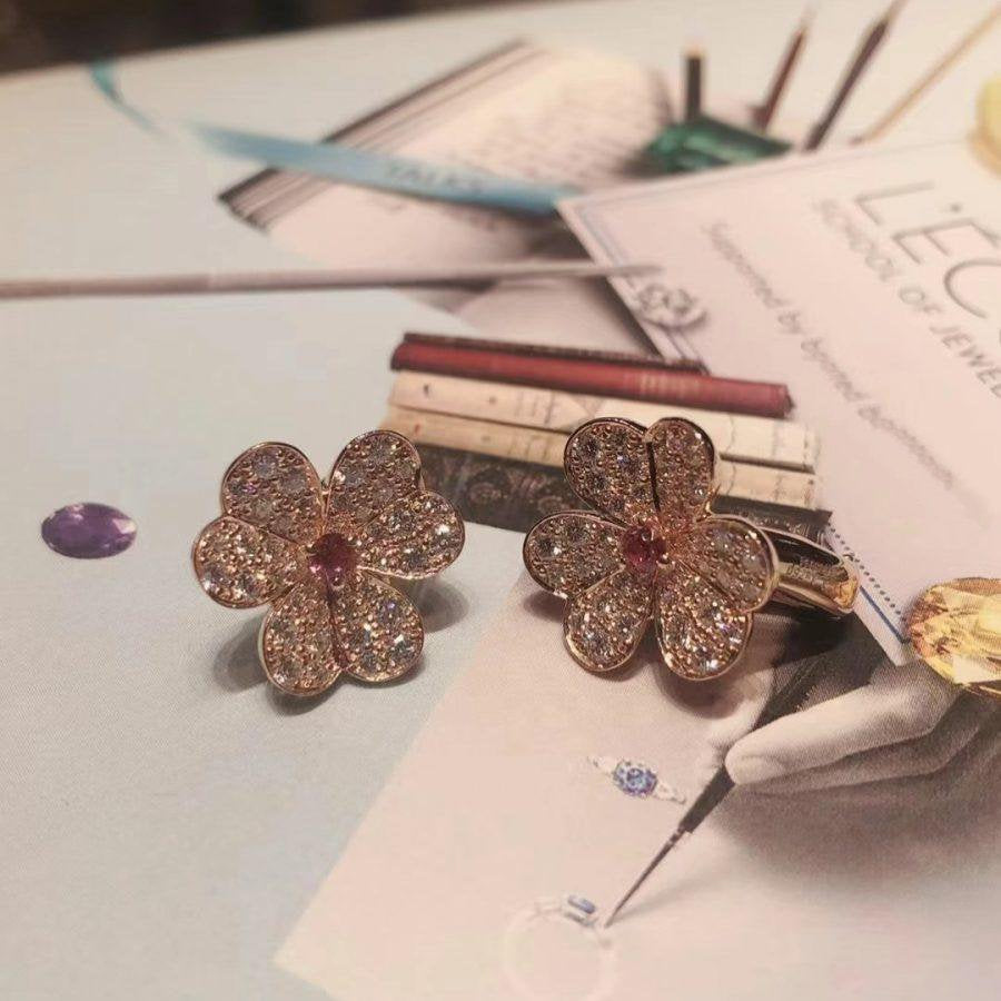 [Lumi Jewelry]FRIVOLE PINK GOLD FLOWER DIAMOND EARRINGS